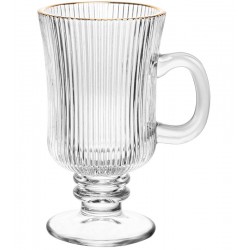 Caneca 240ml Para Cappuccino De Vidro Com Fio De Ouro Lines